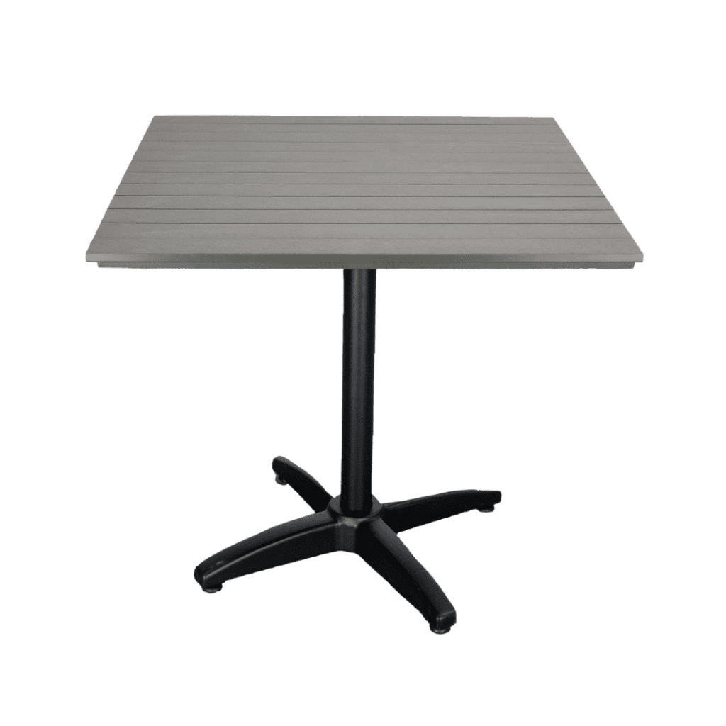 Square synthetic teak table top in Grey.