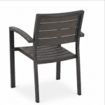 Synthetic Teak Outdoor armchair back view.