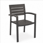 Synthetic Teak Outdoor armchair side view.