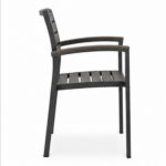 Synthetic Teak Outdoor armchair full side view.