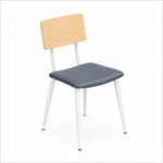 Grey Dining Chair Wood Front Side angle View