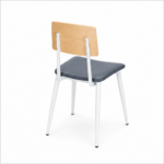 Grey Dining Chair Wood Back Side Angle View