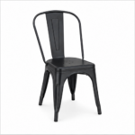 Matte black Tolix chair back front angle view