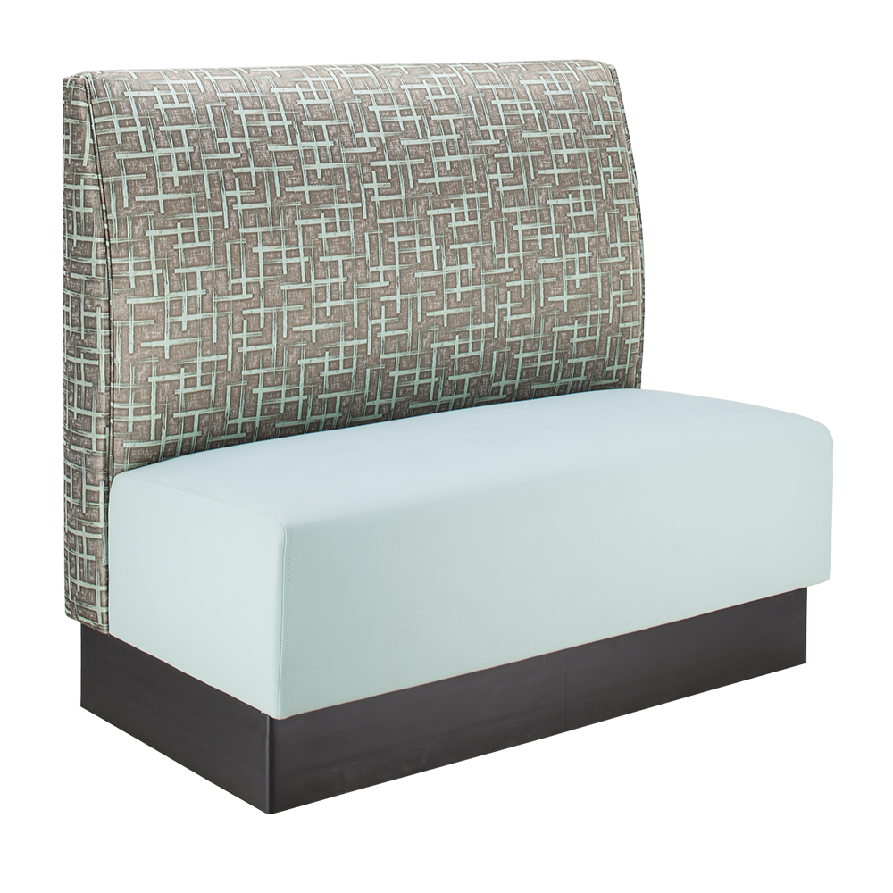 McDonough commercial booth seating, angled view.