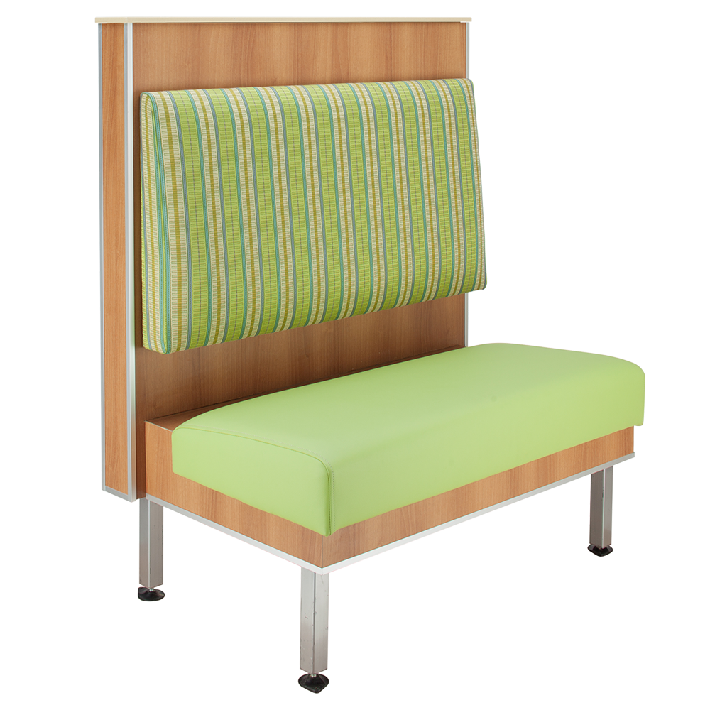 Hubbard commercial booth with high back, angled.