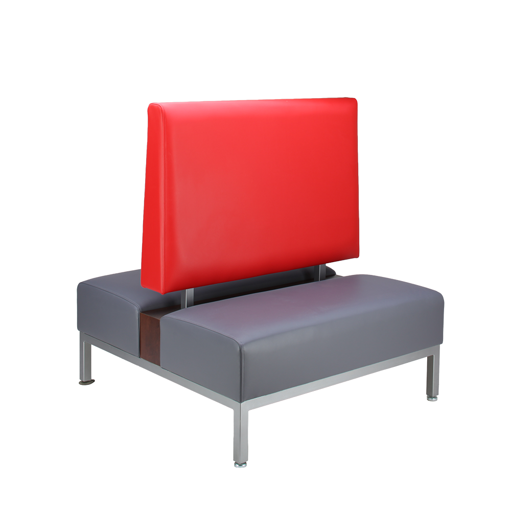 Archer two sided commercial booth seating, angled view.