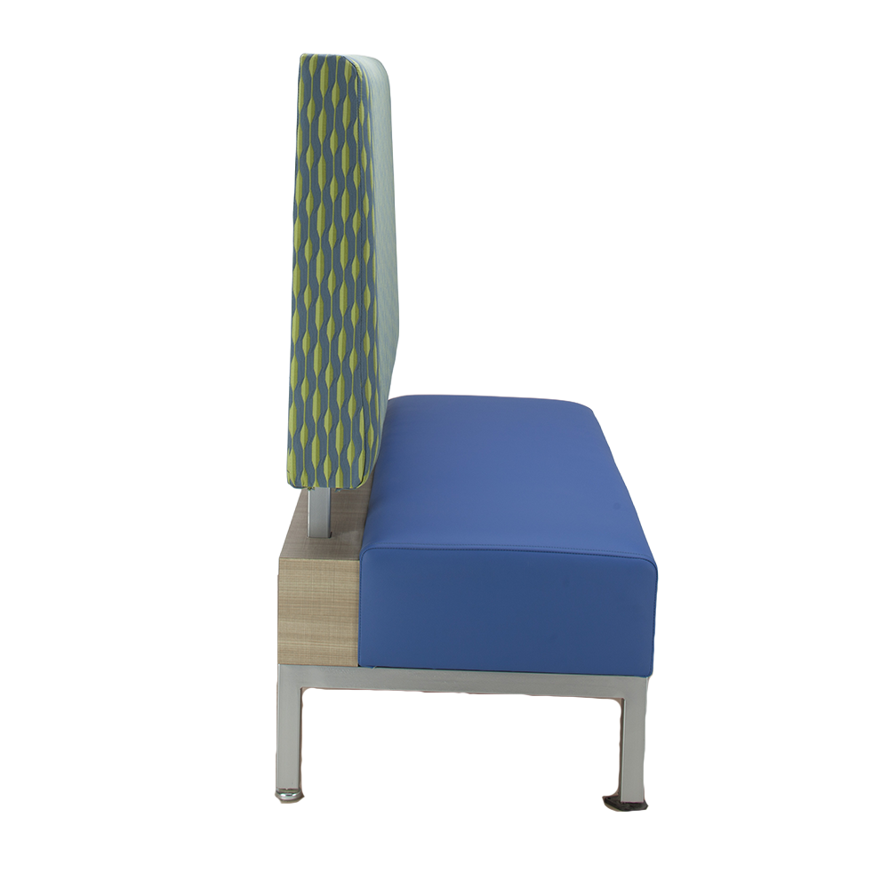 Archer single commercial booth seating, side view.