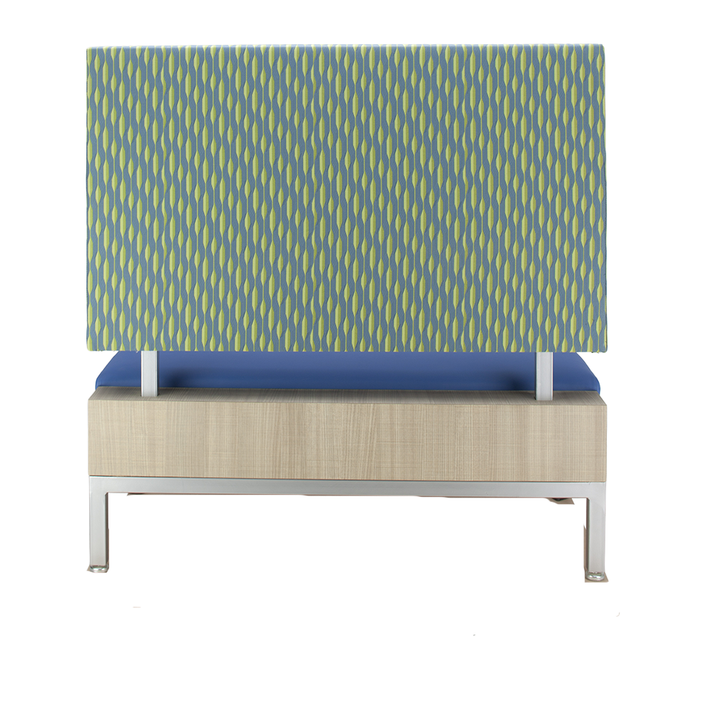Archer single commercial booth seating, back view.
