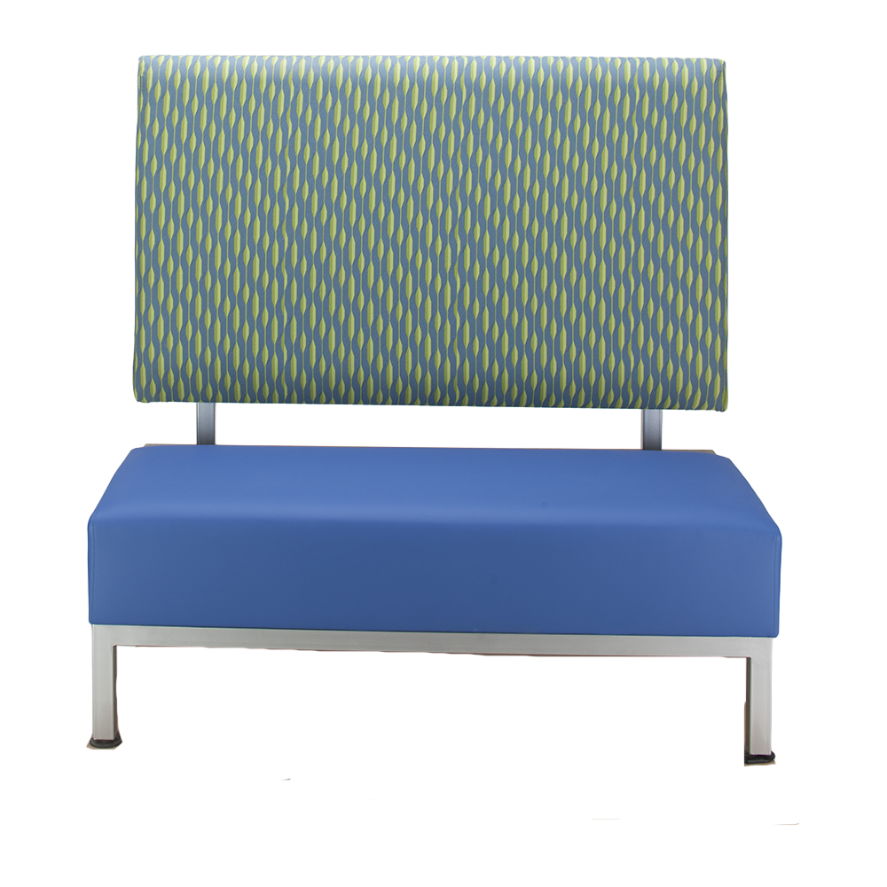Archer single commercial booth seating, front view.