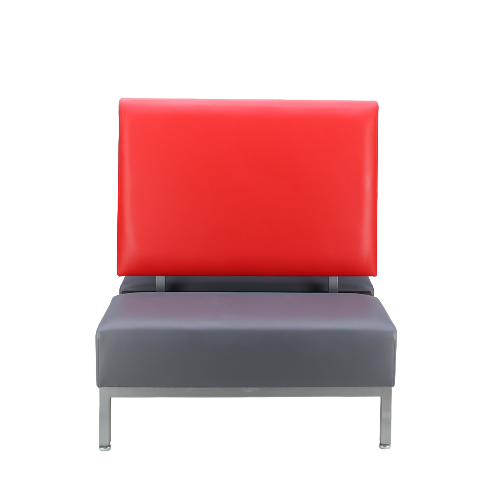 Archer two sided commercial booth seating, front view.