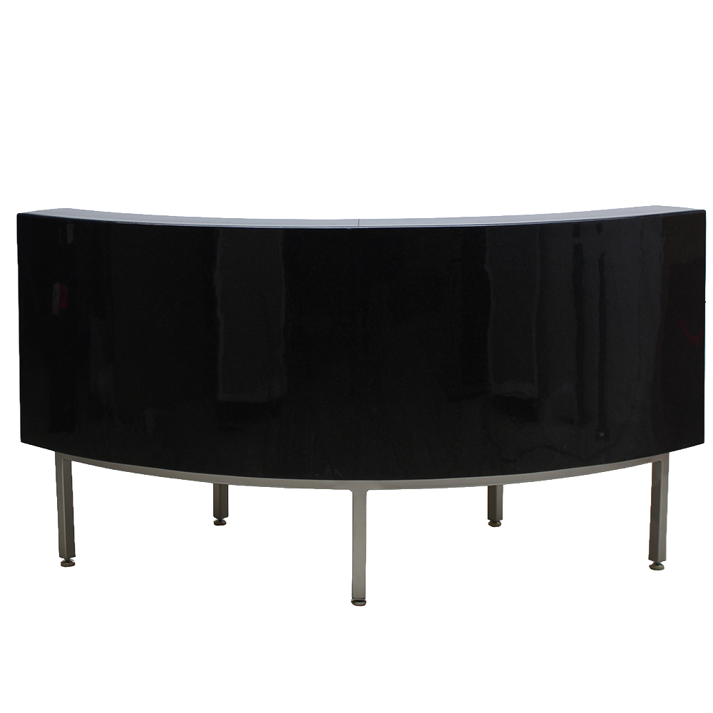 Brighton Radius, 1/4 circle commercial fiberglass booth, back.