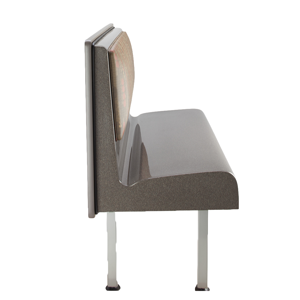 Jefferson commercial fiberglass booth with upholstered back, side.
