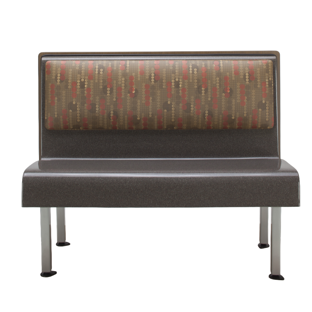 Jefferson commercial fiberglass booth with upholstered back, front.