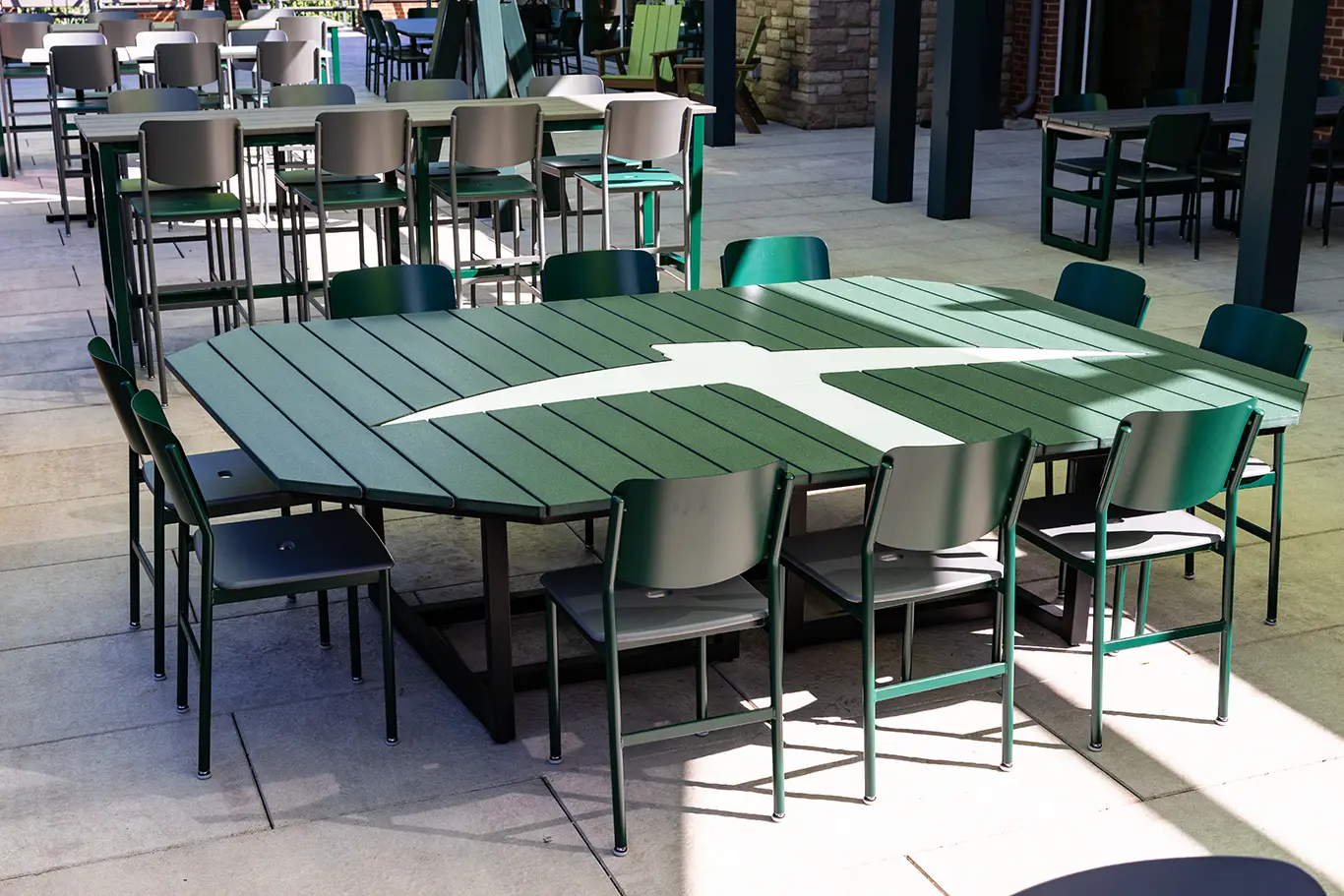 UNC Charlotte outdoor custom table with school logo or mascot.