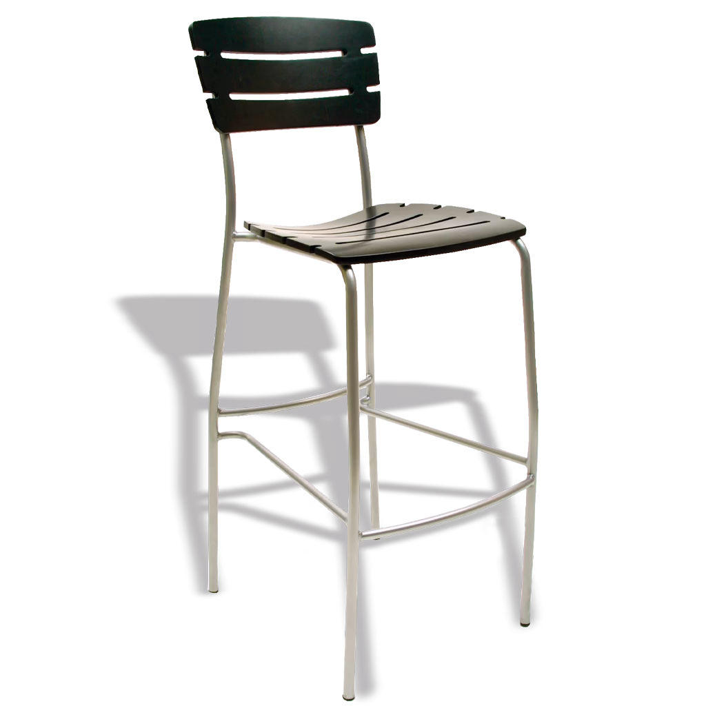 Galaxy bar stool with wood seat and back.
