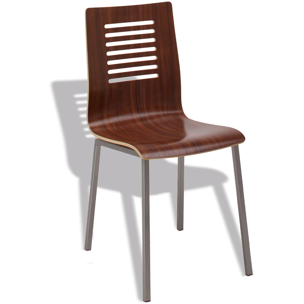 Savona side chair wood seat and back with metal frame.