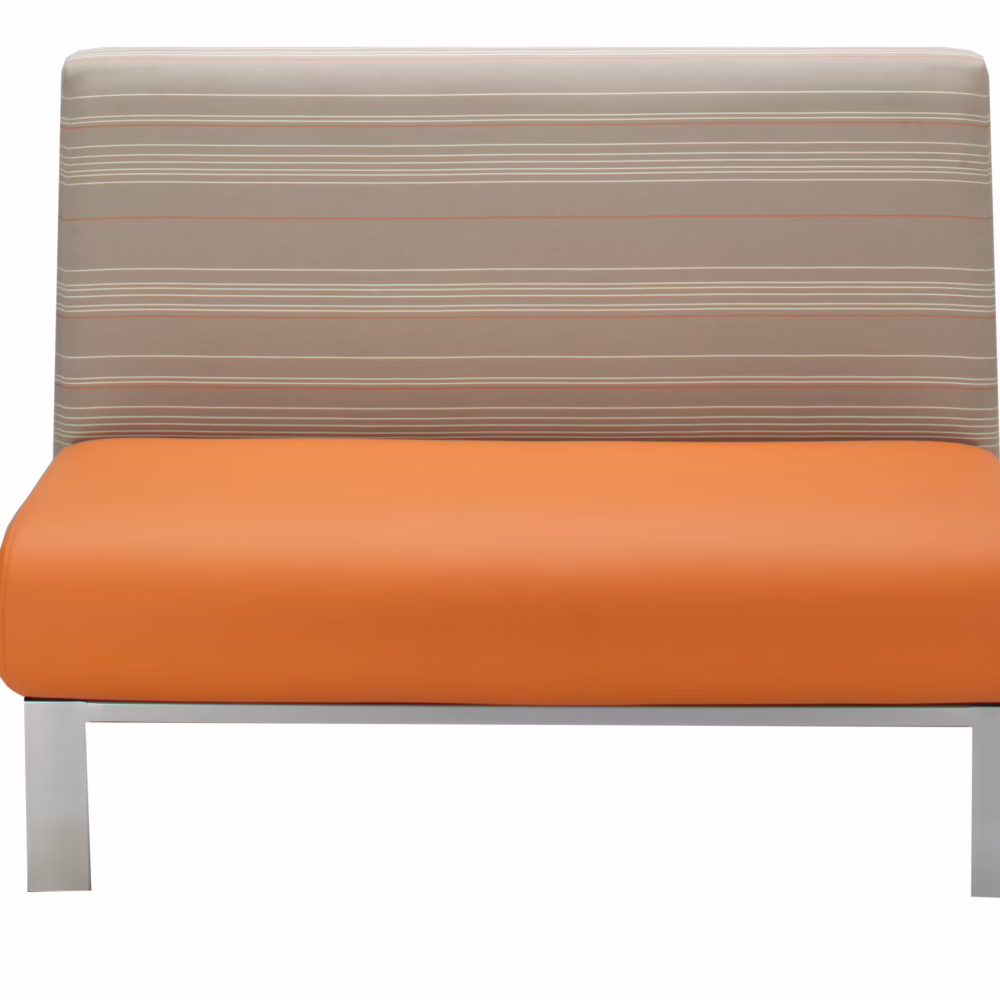 Ashland custom commercial restaurant booth seating with upholstered back and powder-coated steel frame, front facing.