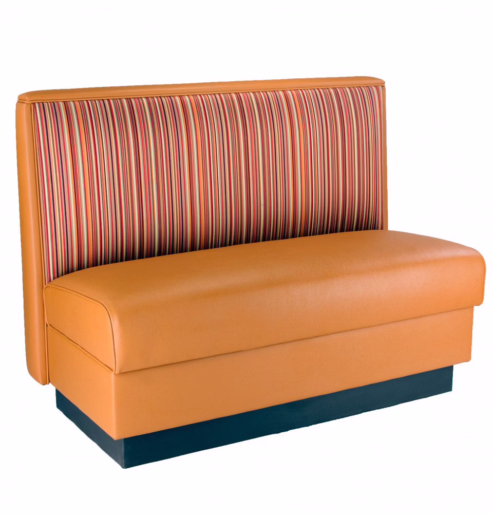 Cumberland custom upholstered commercial booth with upholstered back, side caps and top cap