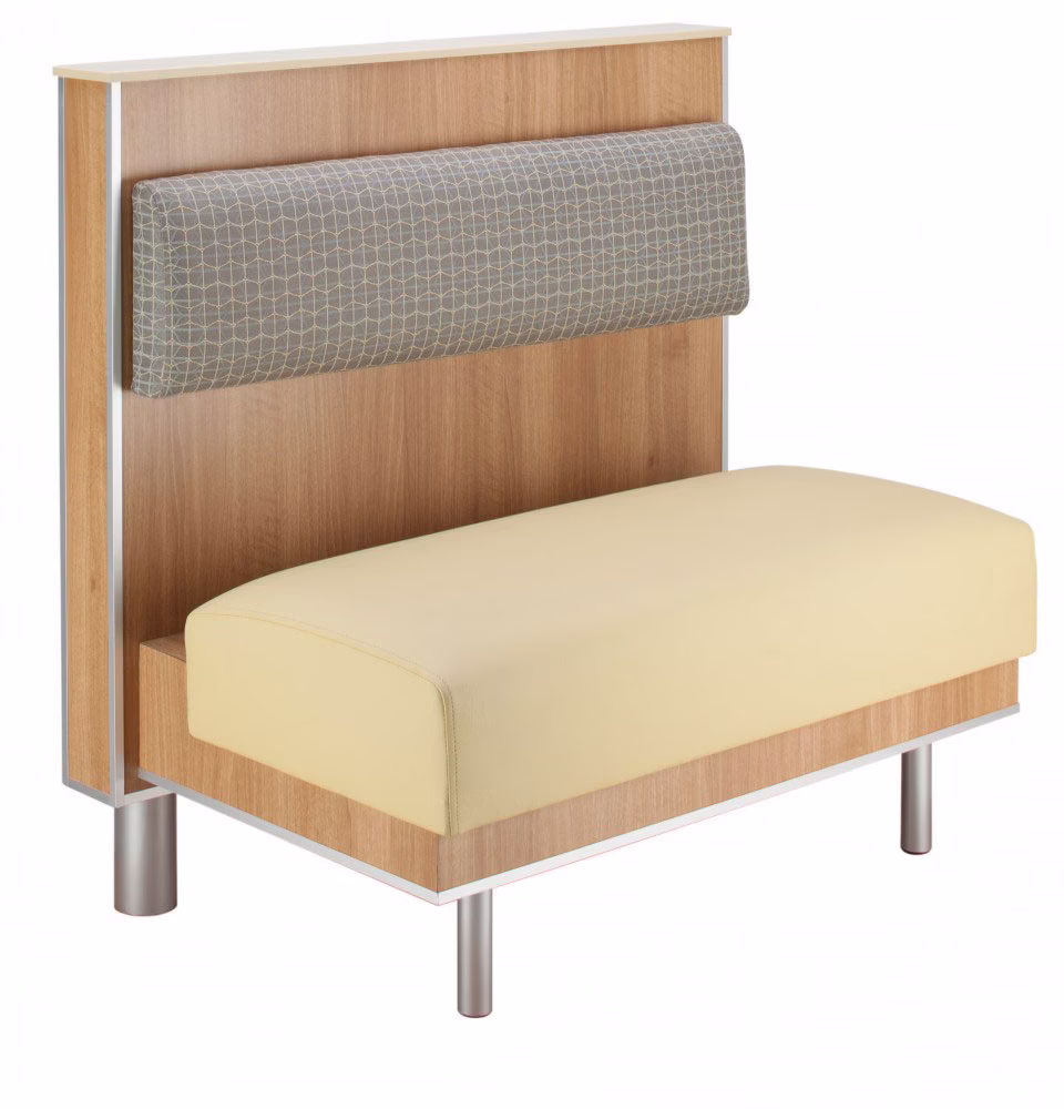 Elmwood commercial restaurant booth with upholstered seat and laminate back