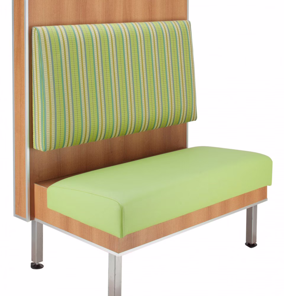 Hubbard commercial restaurant booth with laminate back and upholstered seating.