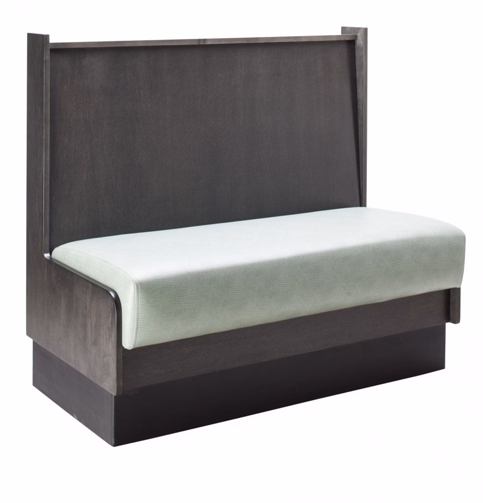 Kenilworth high-back commercial booth with solid wood construction and upholstered seat