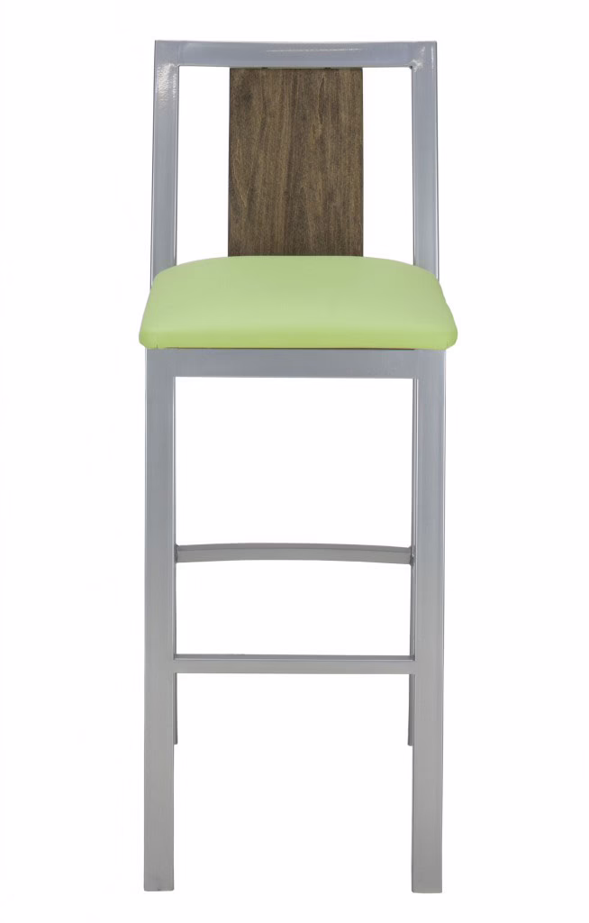 Ronda vertical wood back stool, front view.
