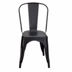 Black metal tolix-style chair.