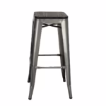 Tolix Style Bar Stool with wood seat.