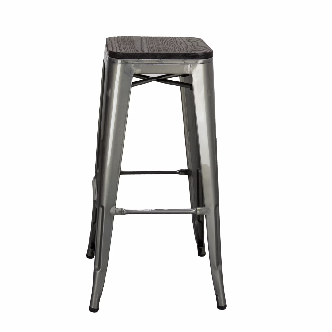 INBS-1801W-TB Retro Backless Barstool Wood Seat
