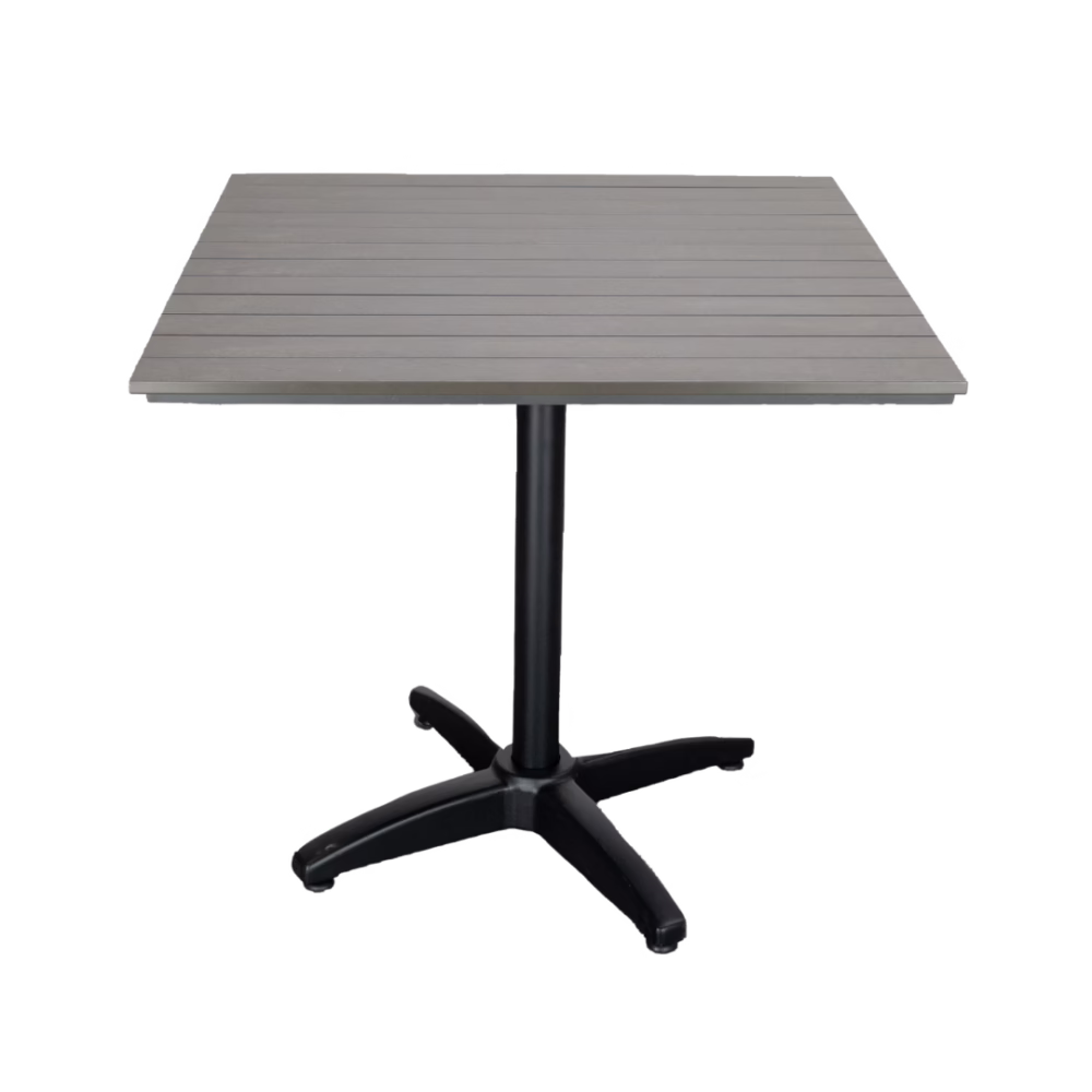 Square synthetic teak table top in Grey.