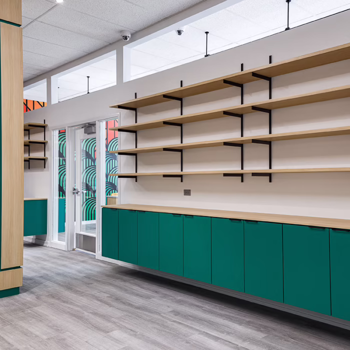 High Hopes dispensary shelving.