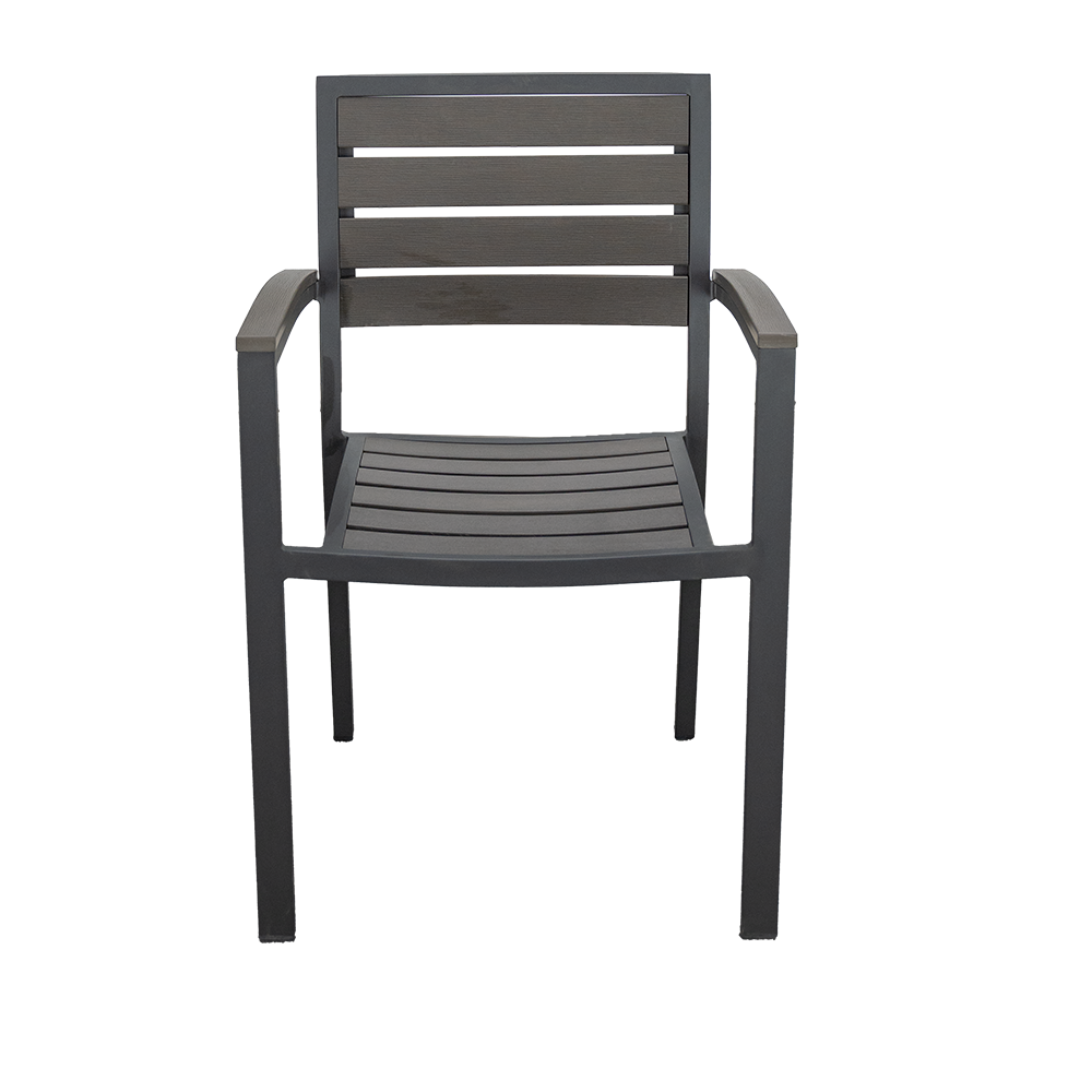 Synthetic Teak Outdoor Armchair in Grey.