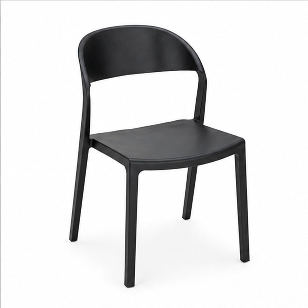 Snow Black Outdoor Chair Angled Side View